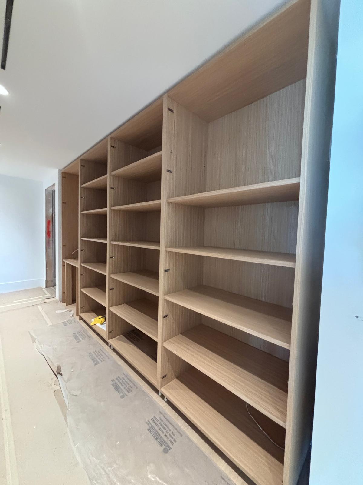 Custom built-in shelving and closet cabinetry system